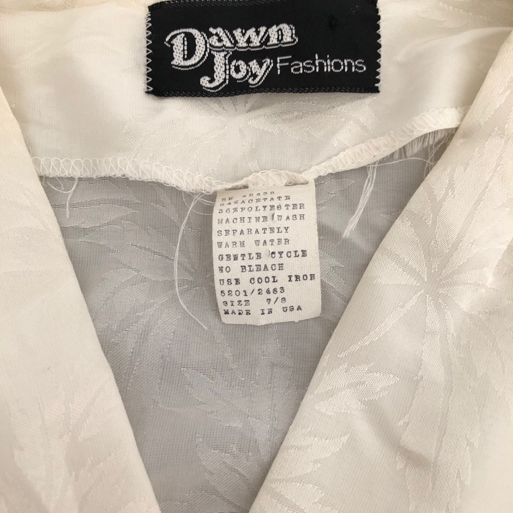 80’s Vintage Sexy Silky Ivory Puff Sleeve Blouse - Picture 3 of 5